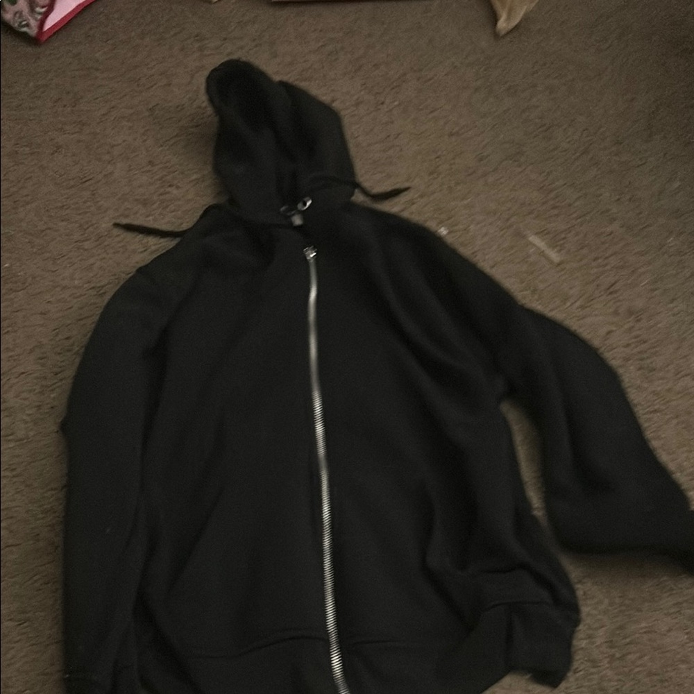 Black Hooded Zip-Up Jacket
